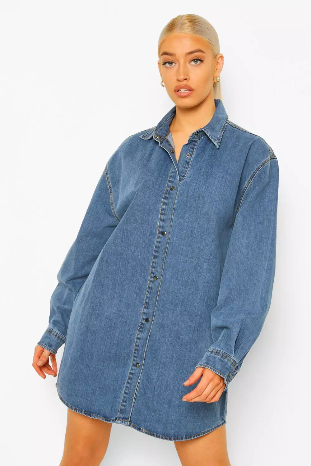 Oversized denim hotsell shirt dress